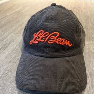 LL Bean hat - brown corduroy with orange stitching- one size fits all